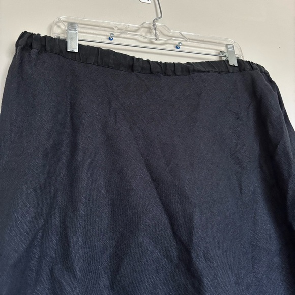 Chrzaszcz Inc Canada by Maria Wojtowicz Linen Midi Skirt Size XL Black Lagenlook - Picture 3 of 8